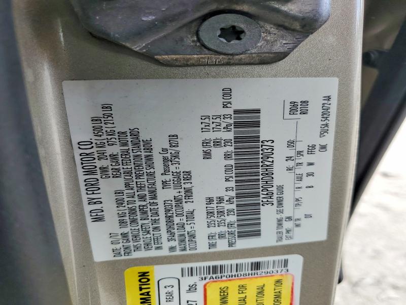 Продаж на аукціоні авто 2017 Ford Fusion, vin: 3FA6P0HD8HR290373, номер лоту: 54401746