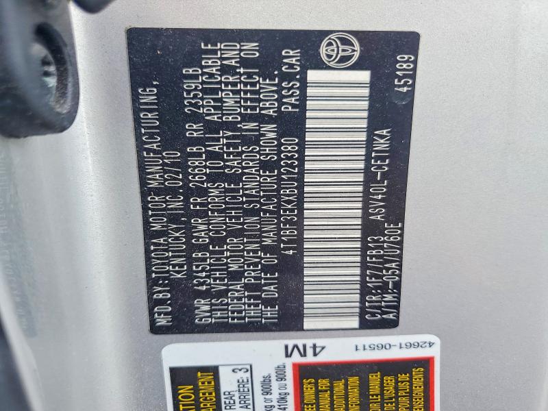 55162116 :رقم المزاد ، 4T1BF3EKXBU123380 vin ، 2011 Toyota Camry مزاد بيع
