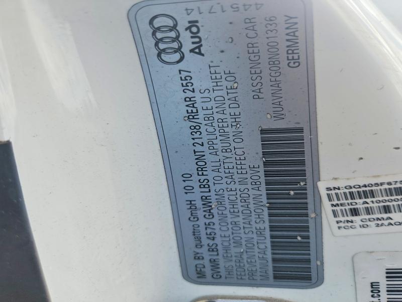 2011 Audi R8 მანქანა იყიდება აუქციონზე, vin: WUAVNAFG0BN001336, აუქციონის ნომერი: 54783716