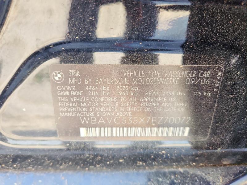 Продажа на аукционе авто 2007 Bmw 328, vin: WBAVC535X7FZ70072, номер лота: 52312906