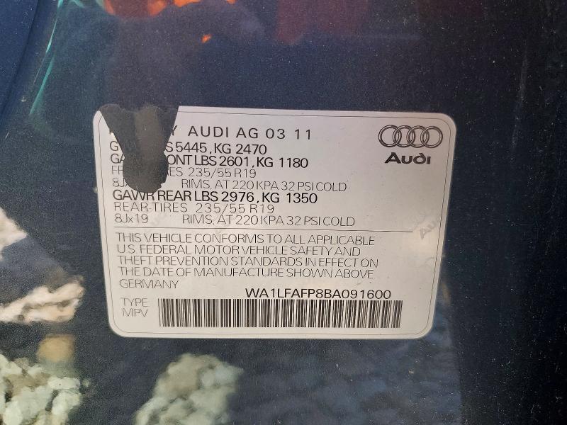 Продаж на аукціоні авто 2011 Audi Q5, vin: WA1LFAFP8BA091600, номер лоту: 52877986