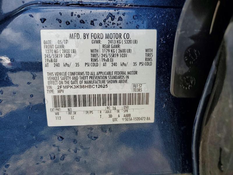 Продаж на аукціоні авто 2017 Ford Edge, vin: 2FMPK3K98HBC12625, номер лоту: 53729606