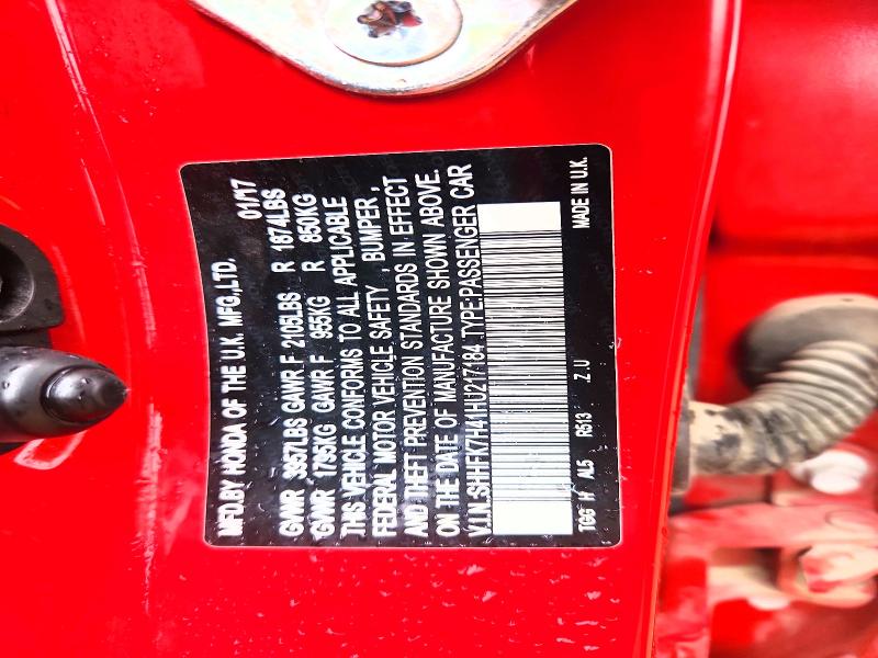 Продажа на аукционе авто 2017 Honda Civic, vin: SHHFK7H41HU217184, номер лота: 54951816