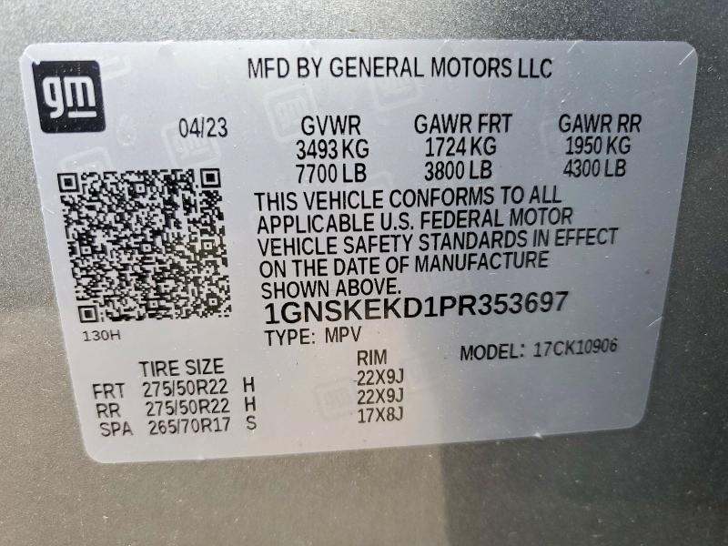 Продаж на аукціоні авто 2023 Chevrolet Suburban, vin: 1GNSKEKD1PR353697, номер лоту: 54984566