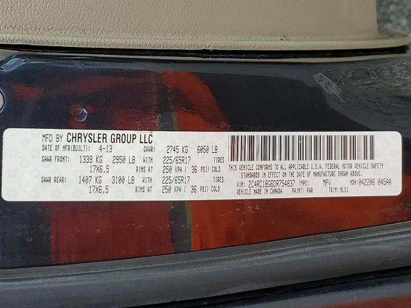 Продажа на аукционе авто 2013 Chrysler Town & Country, vin: 2C4RC1BG6DR754837, номер лота: 52219006