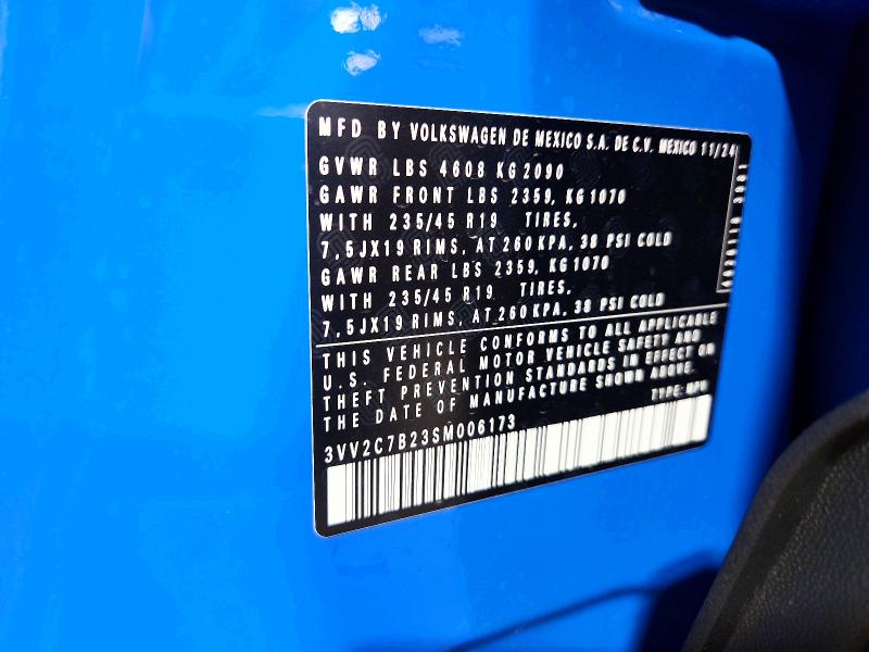 Aukcja sprzedaży 2025 Volkswagen Taos, vin: 3VV2C7B23SM006173, numer aukcji: 52361186