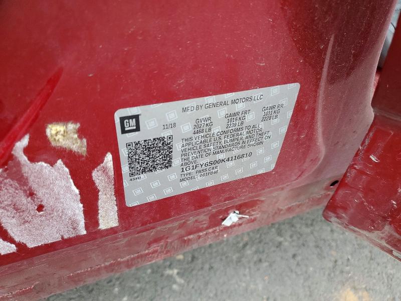 52265626 :رقم المزاد ، 1G1FY6S00K4116810 vin ، 2019 Chevrolet Bolt Ev مزاد بيع