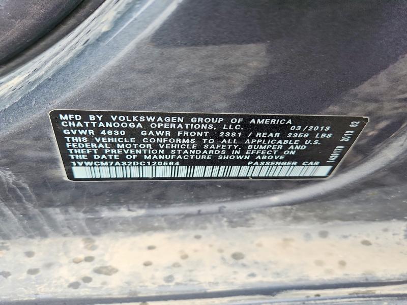 55022806 :رقم المزاد ، 1VWCM7A32DC120564 vin ، 2013 Volkswagen Passat مزاد بيع
