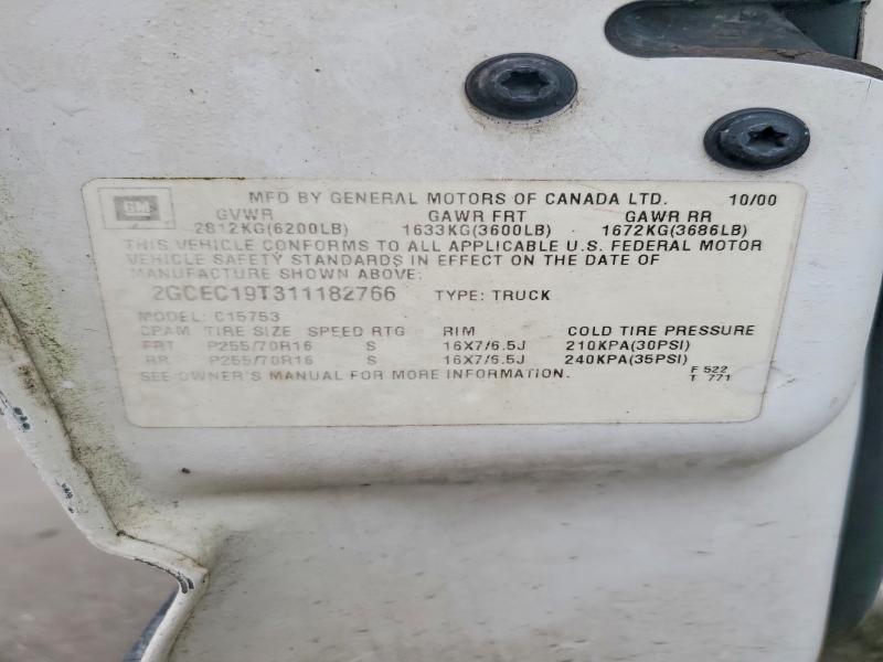 Продаж на аукціоні авто 2001 Chevrolet Silverado, vin: 2GCEC19T311182766, номер лоту: 54343276