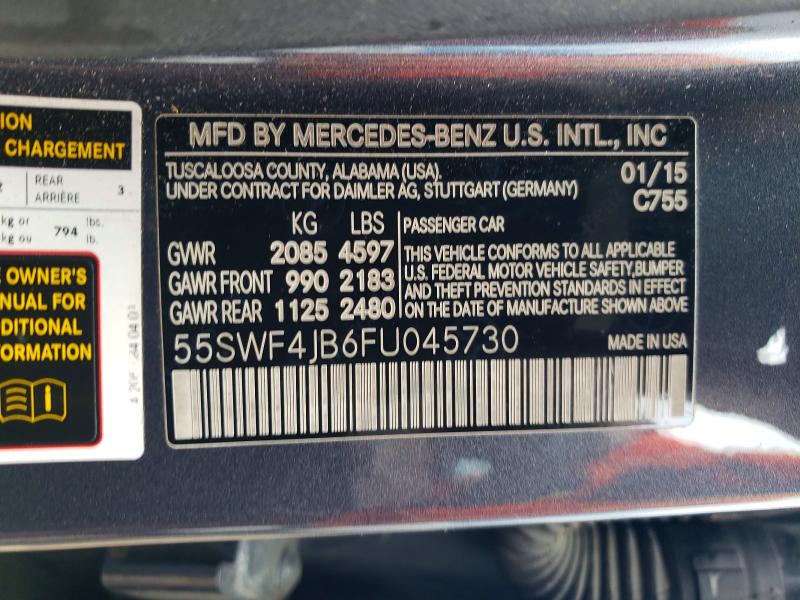Aukcja sprzedaży 2015 Mercedes-benz C, vin: 55SWF4JB6FU045730, numer aukcji: 54442926