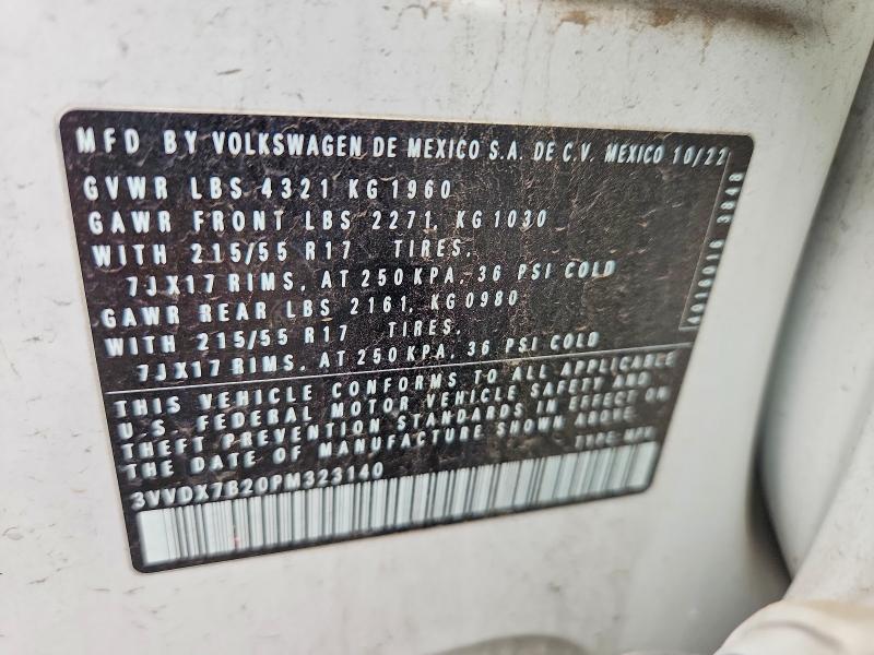 Продажа на аукционе авто 2023 Volkswagen Taos, vin: 3VVDX7B20PM323140, номер лота: 54831546