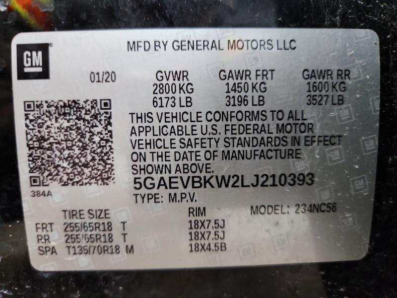 Продаж на аукціоні авто 2020 Buick Enclave, vin: 5GAEVBKW2LJ210393, номер лоту: 52914416