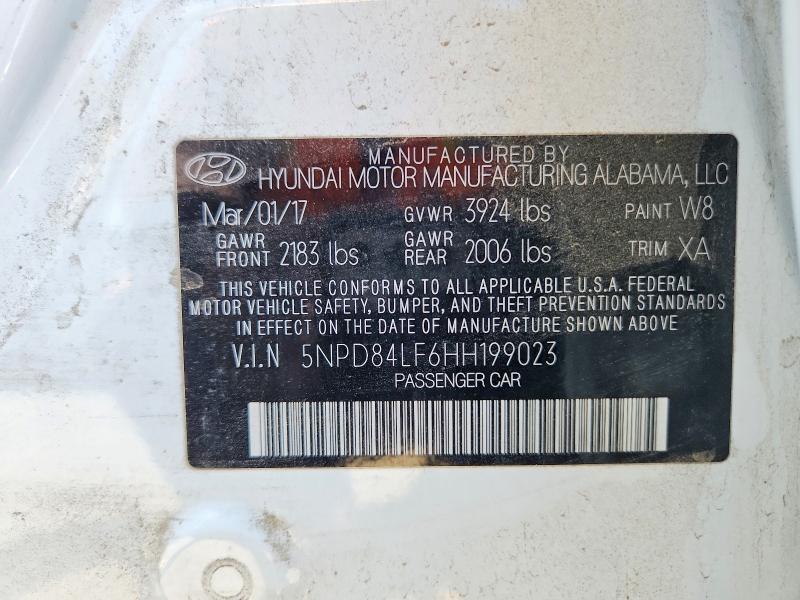 54172516 :رقم المزاد ، 5NPD84LF6HH199023 vin ، 2017 Hyundai Elantra مزاد بيع
