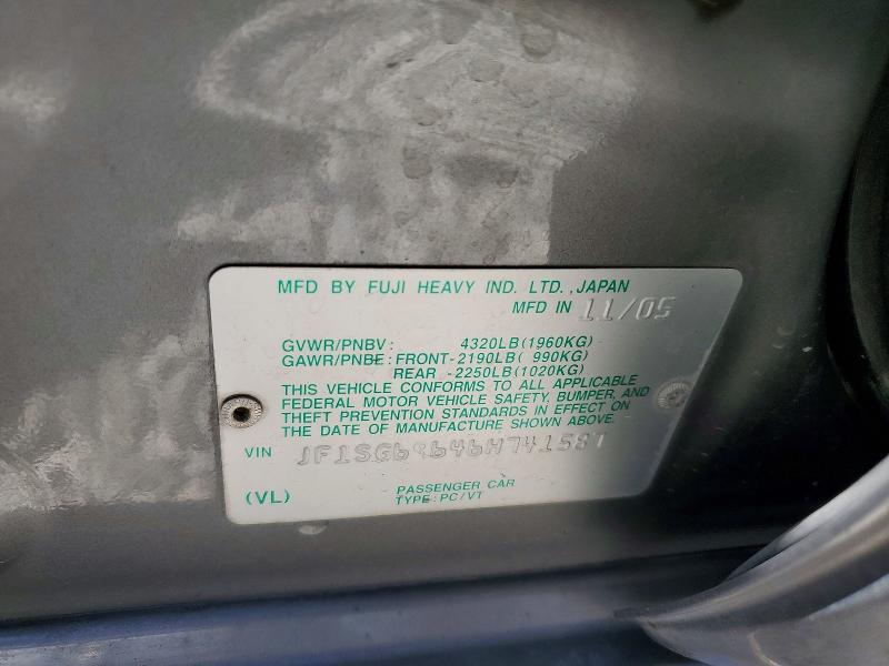 Продаж на аукціоні авто 2006 Subaru Forester, vin: JF1SG69646H741587, номер лоту: 52995826