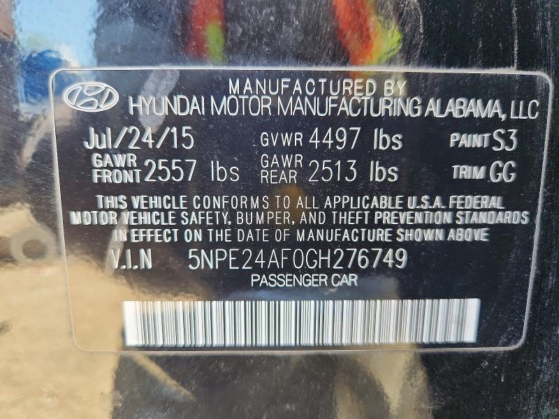 Продажа на аукционе авто 2016 Hyundai Sonata, vin: 5NPE24AF0GH276749, номер лота: 51966856