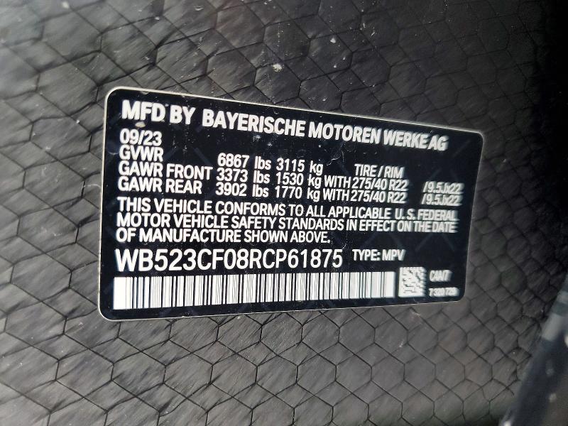 2024 Bmw Ix მანქანა იყიდება აუქციონზე, vin: WB523CF08RCP61875, აუქციონის ნომერი: 55248736