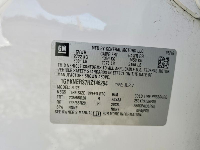52536076 :رقم المزاد ، 1GYKNERS7HZ146294 vin ، 2017 Cadillac Xt5 مزاد بيع
