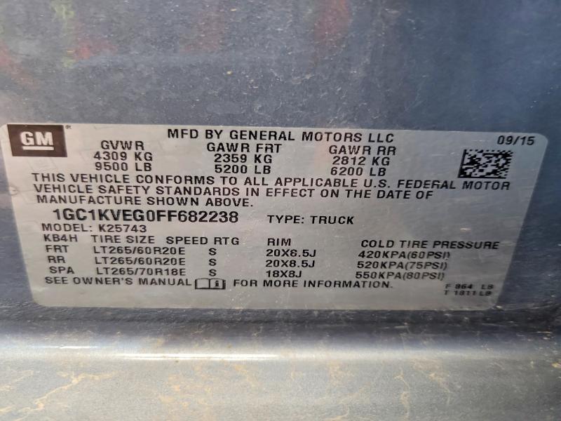 Aukcja sprzedaży 2015 Chevrolet Silverado, vin: 1GC1KVEG0FF682238, numer aukcji: 54944976