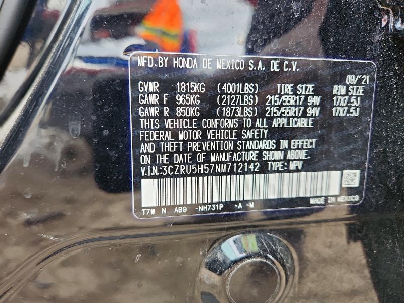 Aukcja sprzedaży 2022 Honda Hr-v, vin: 3CZRU5H57NM712142, numer aukcji: 53546026