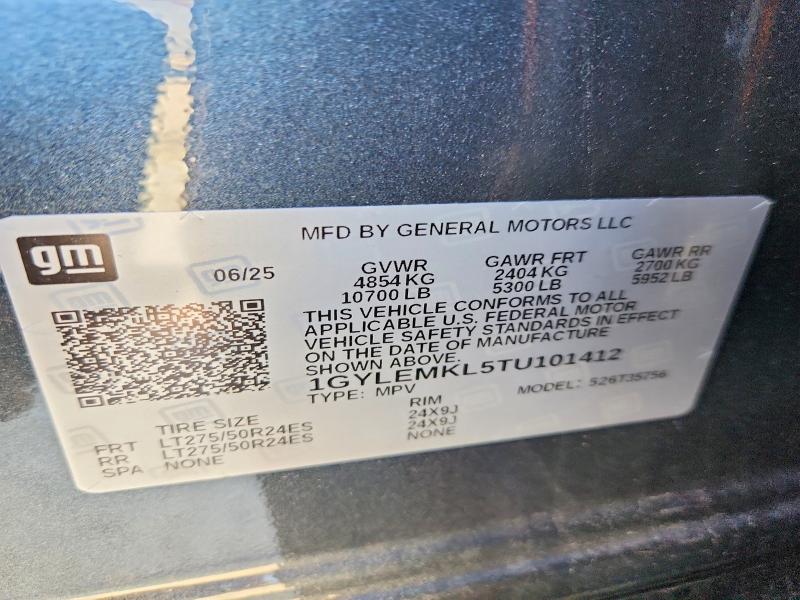 Продаж на аукціоні авто 2026 Cadillac Escalade Iq, vin: 1GYLEMKL5TU101412, номер лоту: 52550396