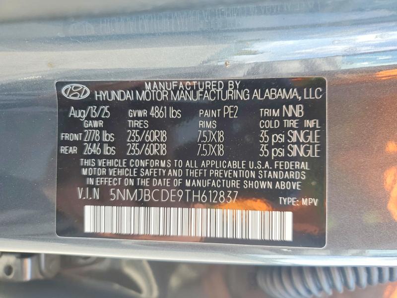 2026 Hyundai Tucson მანქანა იყიდება აუქციონზე, vin: 5NMJBCDE9TH612837, აუქციონის ნომერი: 52934016