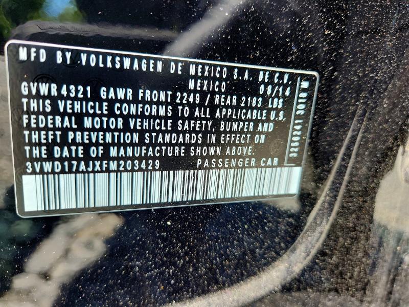 54670256 :رقم المزاد ، 3VWD17AJXFM203429 vin ، 2015 Volkswagen Jetta مزاد بيع