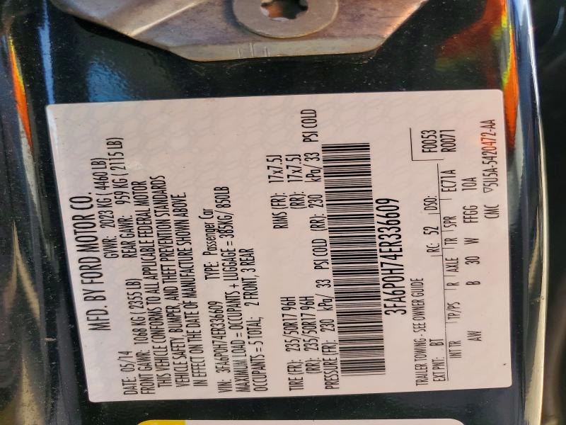 Продажа на аукционе авто 2014 Ford Fusion, vin: 3FA6P0H74ER336609, номер лота: 54883426
