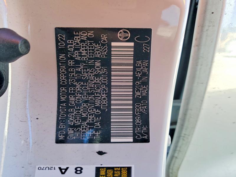 2023 Toyota Corolla Hybrid მანქანა იყიდება აუქციონზე, vin: JTDBCMFE2PJ001391, აუქციონის ნომერი: 53661216