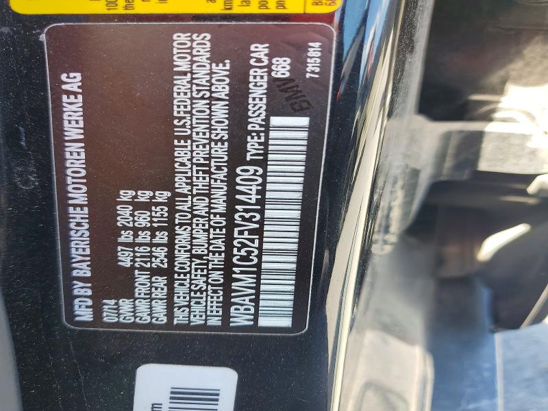 Продажа на аукционе авто 2015 Bmw X1, vin: WBAVM1C52FV314409, номер лота: 52039166