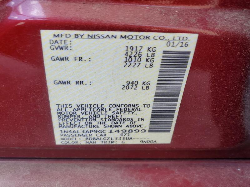 Продаж на аукціоні авто 2016 Nissan Altima, vin: 1N4AL3AP9GC149899, номер лоту: 53436026