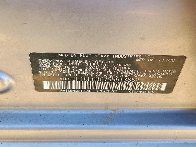 Продажа на аукционе авто 2009 Subaru Impreza, vin: JF1GH63679H813852, номер лота: 54288416