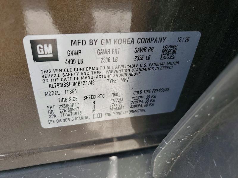 55172626 :رقم المزاد ، KL79MSSL8MB124748 vin ، 2021 Chevrolet Trailblazer مزاد بيع