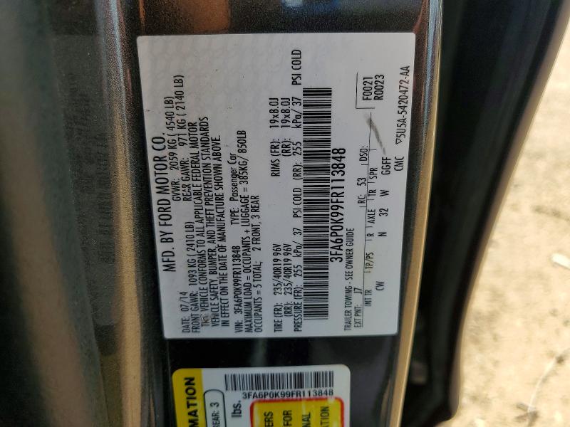 54616336 :رقم المزاد ، 3FA6P0K99FR113848 vin ، 2015 Ford Fusion مزاد بيع