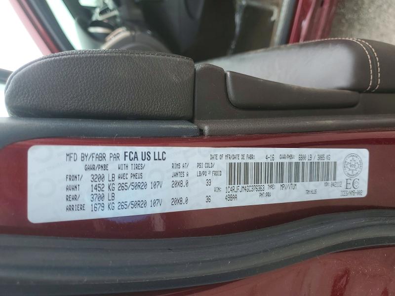 Продажа на аукционе авто 2016 Jeep Grand Cherokee, vin: 1C4RJFJM4GC376363, номер лота: 52236566