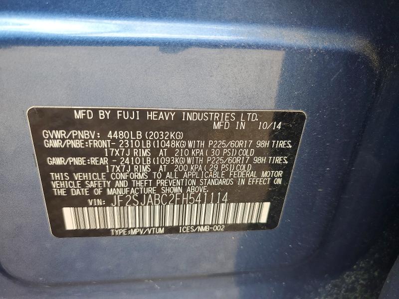 Aukcja sprzedaży 2015 Subaru Forester, vin: JF2SJABC2FH541114, numer aukcji: 52190796