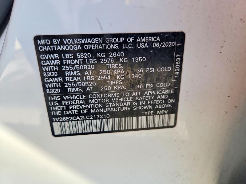 Продажа на аукционе авто 2020 Volkswagen Atlas Cross Sport, vin: 1V26E2CA2LC217210, номер лота: 53188616