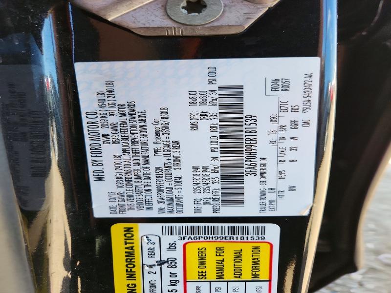 54982066 :رقم المزاد ، 3FA6P0H99ER181539 vin ، 2014 Ford Fusion مزاد بيع