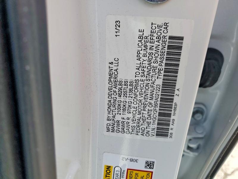 53196346 :رقم المزاد ، 1HGCY2F56RA021223 vin ، 2024 Honda Accord مزاد بيع