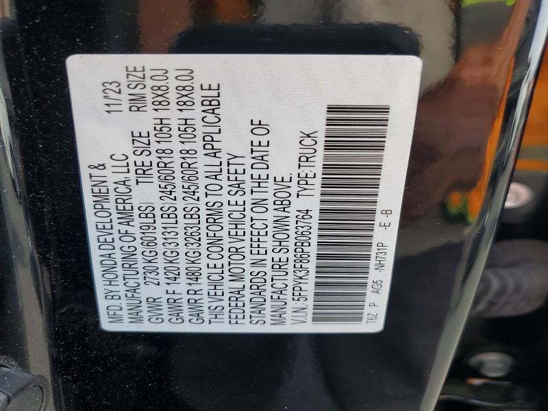 Продаж на аукціоні авто 2023 Honda Ridgeline, vin: 5FPYK3F86PB063764, номер лоту: 52169786