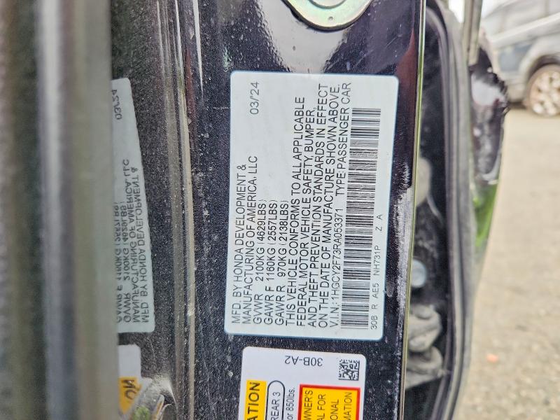 2024 Honda Accord მანქანა იყიდება აუქციონზე, vin: 1HGCY2F73RA053371, აუქციონის ნომერი: 52243666