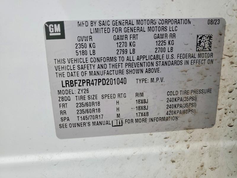2023 Buick Envision მანქანა იყიდება აუქციონზე, vin: LRBFZPR47PD201040, აუქციონის ნომერი: 54089206