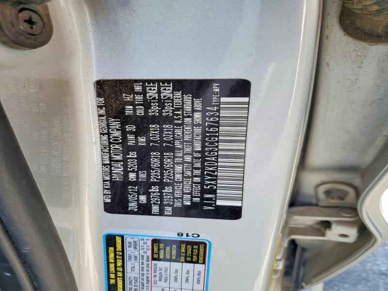 2012 Hyundai Santa Fe მანქანა იყიდება აუქციონზე, vin: 5XYZKDAG3CG167634, აუქციონის ნომერი: 53288546