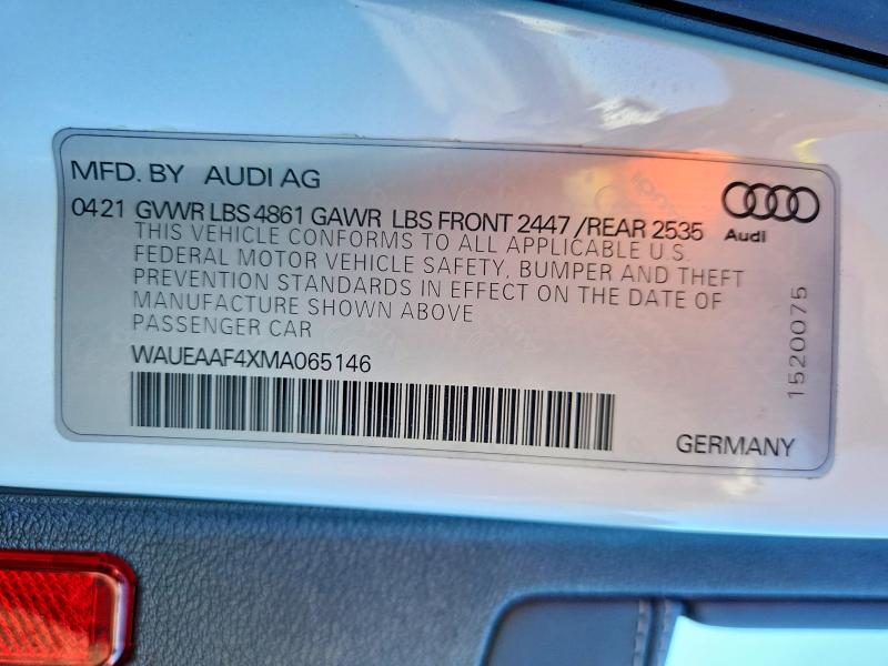 Aukcja sprzedaży 2021 Audi A4, vin: WAUEAAF4XMA065146, numer aukcji: 51194606