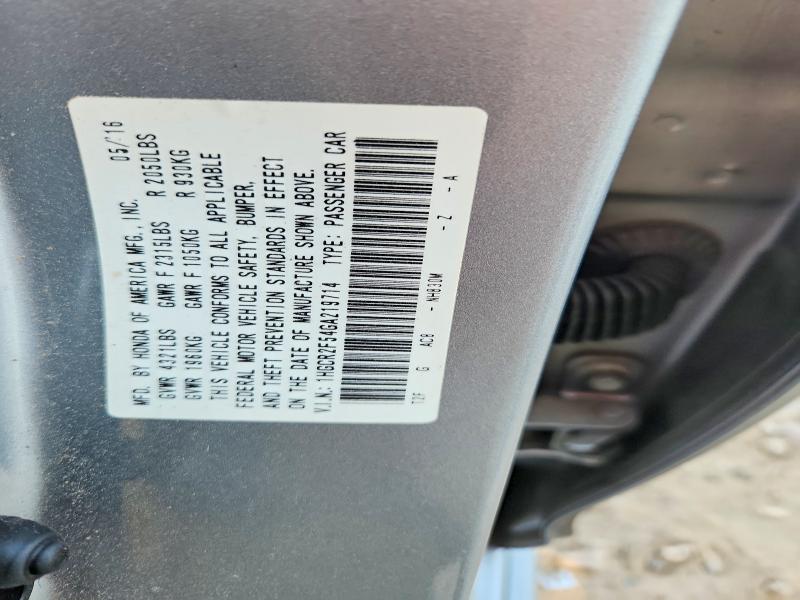 54196636 :رقم المزاد ، 1HGCR2F54GA219714 vin ، 2016 Honda Accord مزاد بيع
