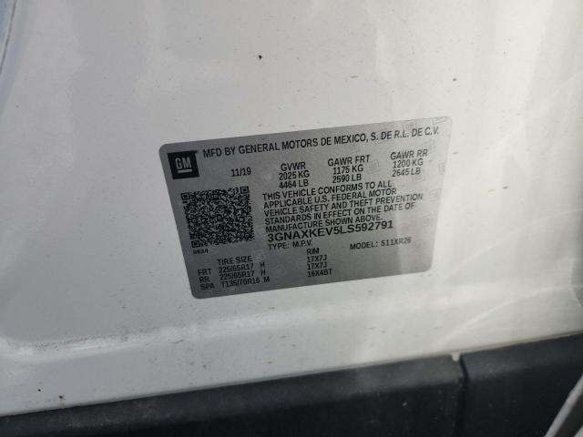 2020 Chevrolet Equinox მანქანა იყიდება აუქციონზე, vin: 3GNAXKEV5LS592791, აუქციონის ნომერი: 54769886
