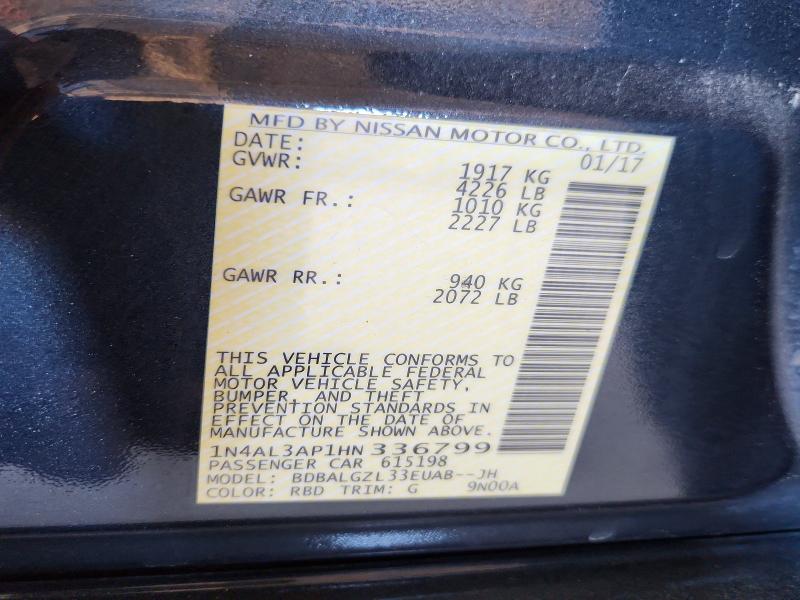 55460066 :رقم المزاد ، 1N4AL3AP1HN336799 vin ، 2017 Nissan Altima مزاد بيع