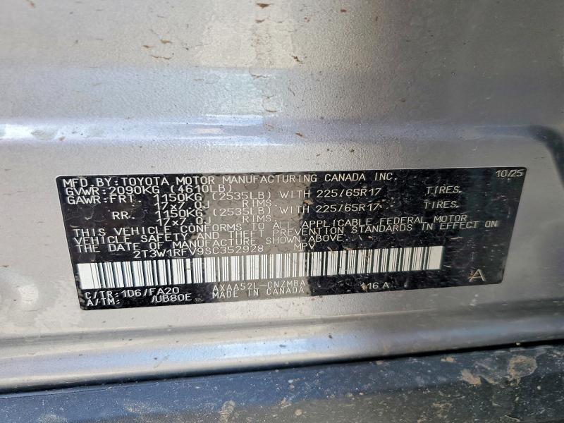 55143876 :رقم المزاد ، 2T3W1RFV9SC352928 vin ، 2025 Toyota Rav4 مزاد بيع