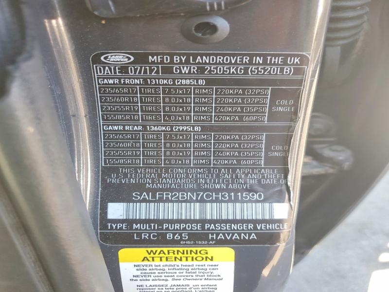 Продажа на аукционе авто 2012 Land Rover Lr2, vin: SALFR2BN7CH311590, номер лота: 54426826