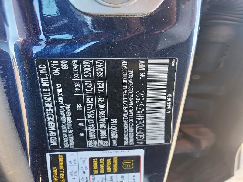 Aukcja sprzedaży 2017 Mercedes-benz Gls, vin: 4JGDF7DE4HA767530, numer aukcji: 53384196