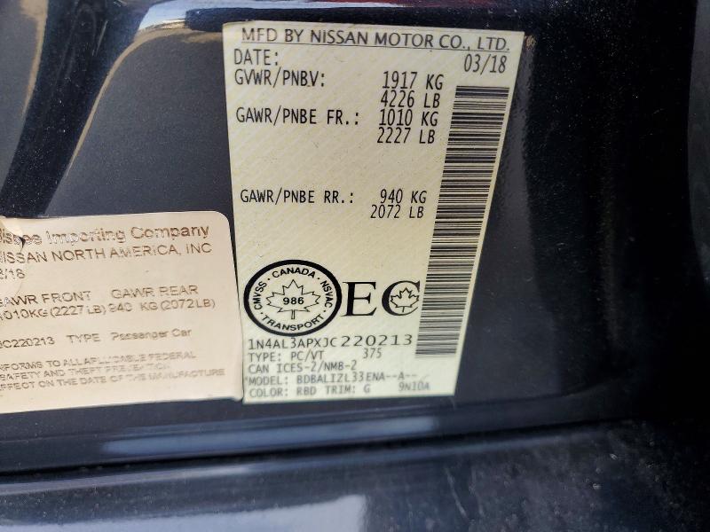 Aukcja sprzedaży 2018 Nissan Altima, vin: 1N4AL3APXJC220213, numer aukcji: 52214846